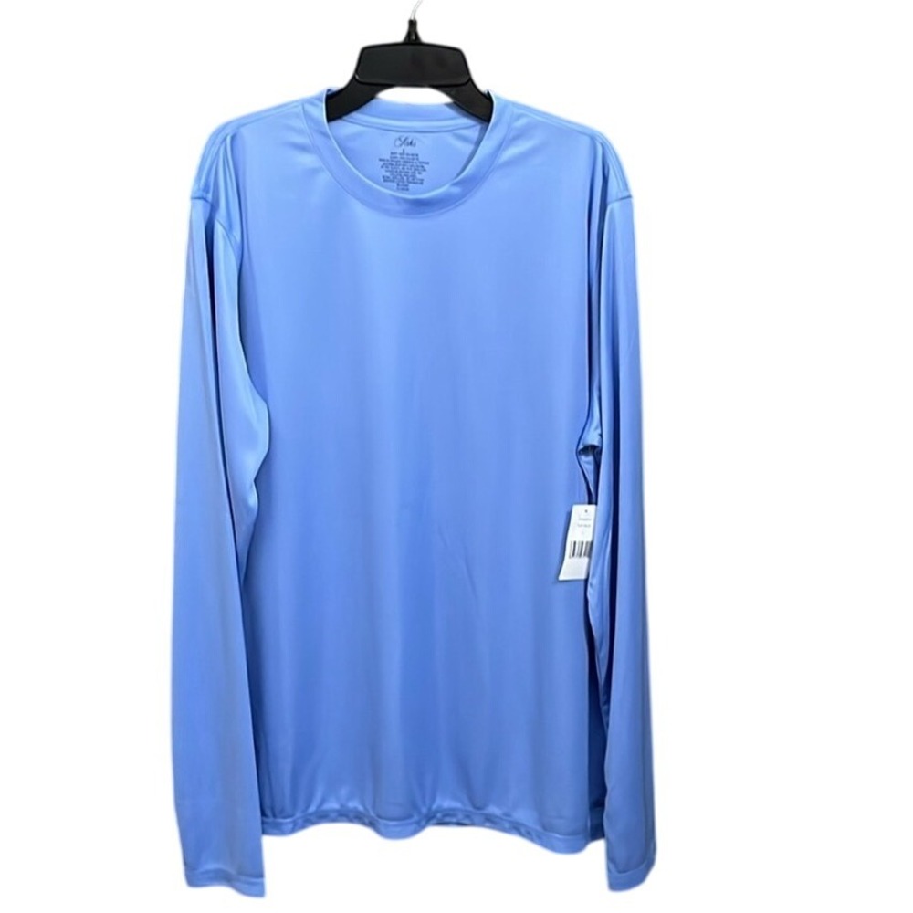 Saks logo'd mens performance polyester‎ shirt blue athletic pickleball running L